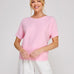 Nina Variegated Rib Short-Sleeve Top pink front