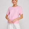 Nina Variegated Rib Short-Sleeve Top pink front
