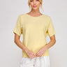Nina Variegated Rib Short-Sleeve Top yellow front