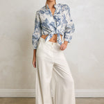 Grove Linen Wide Leg Pants in Ivory, side