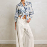 Grove Linen Wide Leg Pants in Ivory, side
