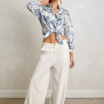 Grove Linen Wide Leg Pants in Ivory, back