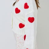 Tory Knitted Cardigan With Bubble Heart Detail