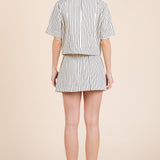 Reese Striped Button-Up Short Sleeve Jacket