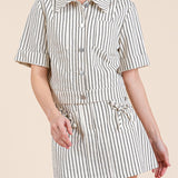 Reese Striped Button-Up Short Sleeve Jacket