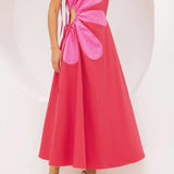 Callie Side Cut-Out Flower Midi Dress
