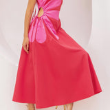 Callie Side Cut-Out Flower Midi Dress