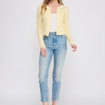 Colette Scalloped Pointelle Cardigan yellow back