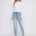Colette Scalloped Pointelle Cardigan off-white back