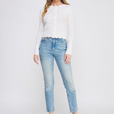 Colette Scalloped Pointelle Cardigan off-white back