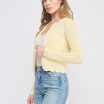 Colette Scalloped Pointelle Cardigan yellow side