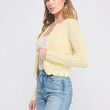 Colette Scalloped Pointelle Cardigan yellow side