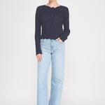 Colette Scalloped Pointelle Cardigan navy back