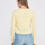 Colette Scalloped Pointelle Cardigan yellow scallop detail