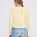 Colette Scalloped Pointelle Cardigan yellow scallop detail