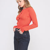 Colette Scalloped Pointelle Cardigan poppy side