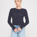 Colette Scalloped Pointelle Cardigan navy front
