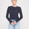 Colette Scalloped Pointelle Cardigan navy front