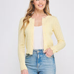 Colette Scalloped Pointelle Cardigan yellow front
