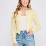Colette Scalloped Pointelle Cardigan yellow front