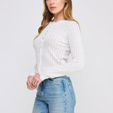 Colette Scalloped Pointelle Cardigan off-white side