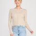 Colette Scalloped Pointelle Cardigan cafe creme front