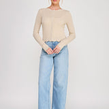 Colette Scalloped Pointelle Cardigan cafe creme back
