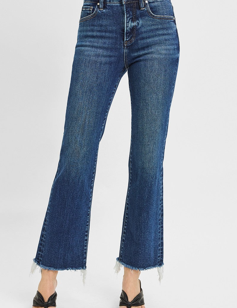 Lynette High Rise Crop Straight Raw Hem Jeans