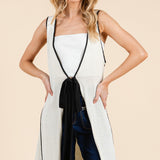 The Nova Contrast Tie Maxi Sleeveless Cardigan