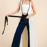 The Nova Contrast Tie Maxi Sleeveless Cardigan