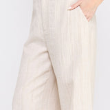 Olivia Textured Cotton-Linen Wide-Leg Pants