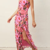 Maribel Floral Satin Maxi Dress