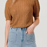 Layla Short Sleeve Cable Knit Sweater