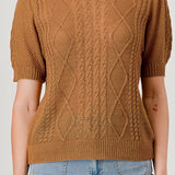 Layla Short Sleeve Cable Knit Sweater