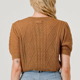 Layla Short Sleeve Cable Knit Sweater