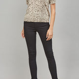 Paula Animal Print Short Sleeve Sweater Blouse
