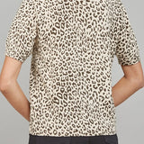 Paula Animal Print Short Sleeve Sweater Blouse