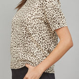 Paula Animal Print Short Sleeve Sweater Blouse