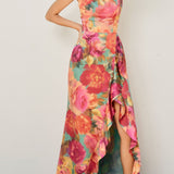 Isabella Floral Satin Maxi Dress