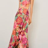 Isabella Floral Satin Maxi Dress
