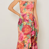 Isabella Floral Satin Maxi Dress