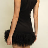 Farah Sleeveless Ruffle Tulle Hem Mini Dress