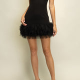 Farah Sleeveless Ruffle Tulle Hem Mini Dress
