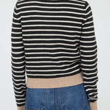 Gillian Stripe Colorblock Trim Button Down Cardigan