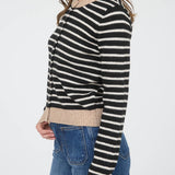 Gillian Stripe Colorblock Trim Button Down Cardigan