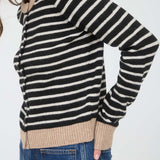 Gillian Stripe Colorblock Trim Button Down Cardigan