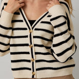 Margot Striped Button Cardigan