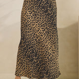 Leopard Satin Midi Skirt