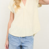 Golden Hour Split Neck Linen Top