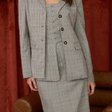 Layton Plaid Notch Collar Long Sleeve Blazer